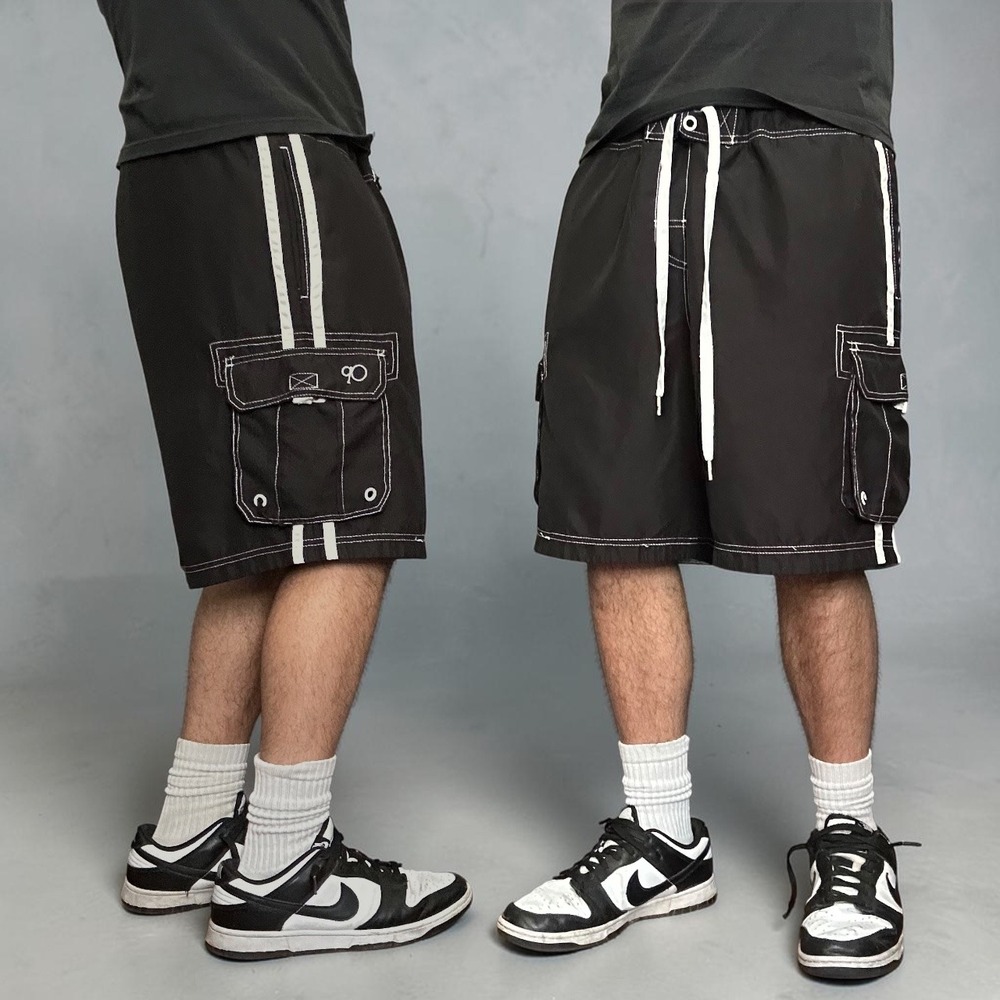 Ocean Pacific OP Black Cargo Board Shorts Skater Y2K Vintage Men's Size Large